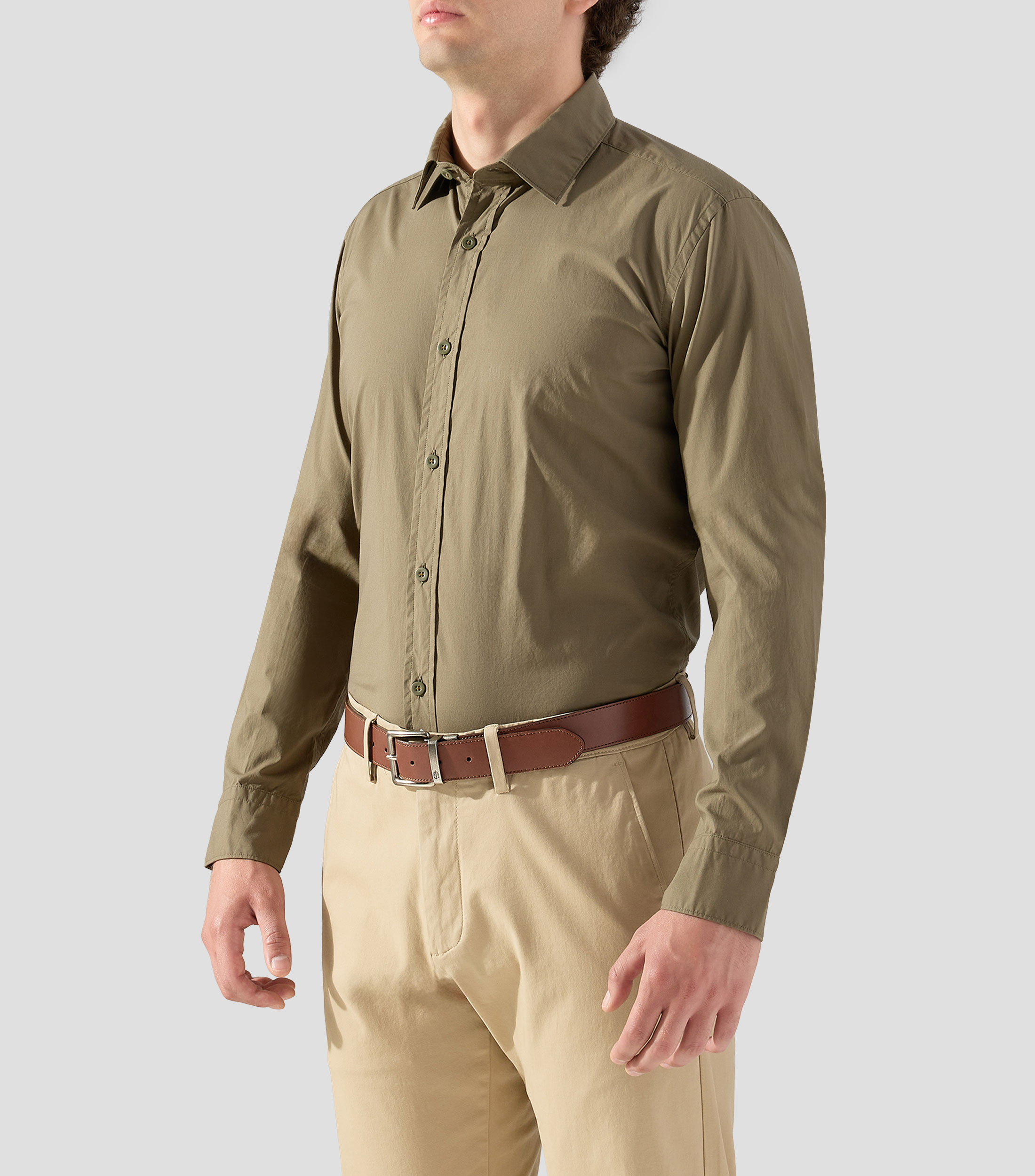 Camisa lisa manga larga Hombre